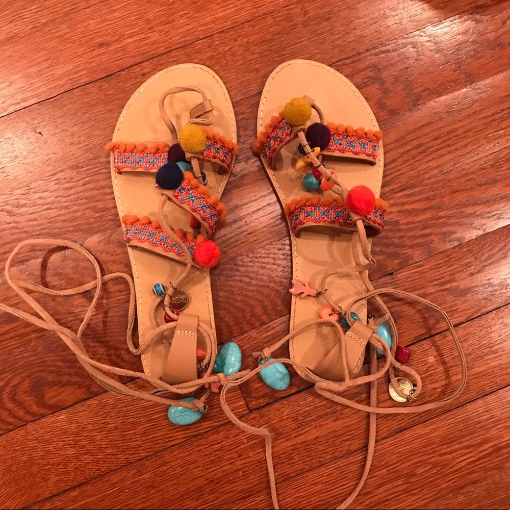 MIA Tassel gladiator sandals with Pom poms